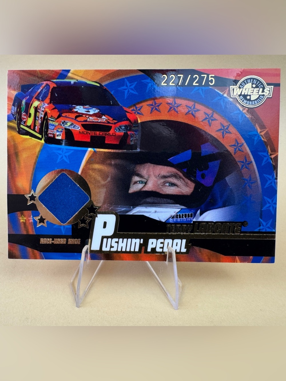 Terry Labonte 2004 Wheels PUSHIN PEDAL Race Used SHOE Card /275 #227 MINT - RARE